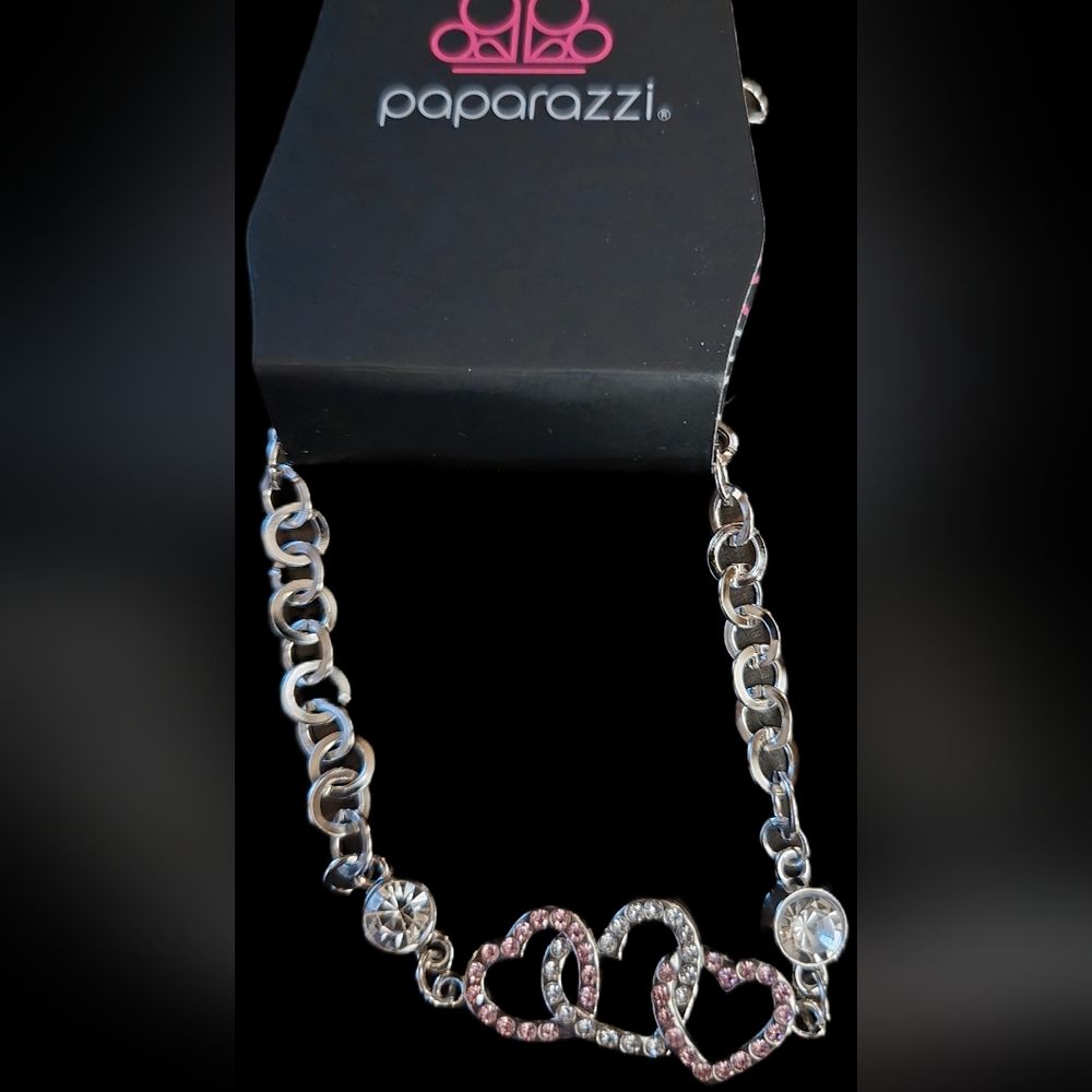 Paparazzi Silver and Pink Intertwined Heart Bracelet-NWT